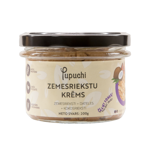 PUPUCHI ZEMESRIEKSTU KRĒMS AR DATELĒM UN KOKOSRIEKSTIEM, 200G