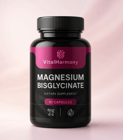 MAGNIJA BISGLICINĀTS, VITALHARMONY, 90 KAPSULAS