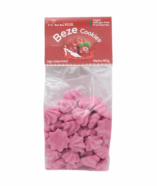 Dzērveņu bezē cepumiņi