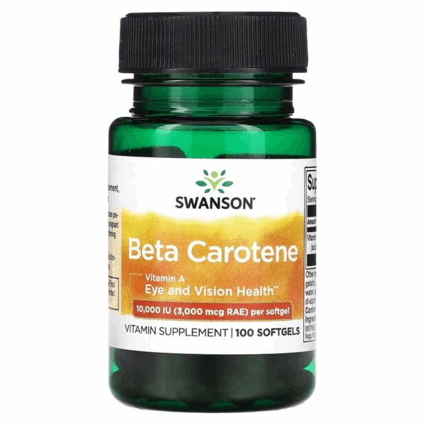 Beta karotīns / A vitamīns Swanson, 100 kapsulas